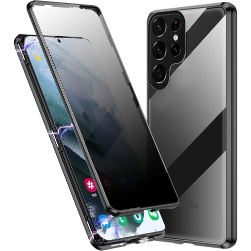 Convient pour Samsung S20FE étui pour téléphone mobile anti-peep étui pour téléphone mobile Magneto double face verre magnétique métal ventouse - noir
