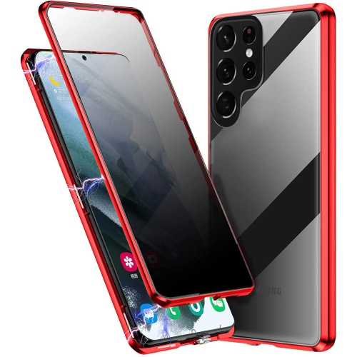 Convient pour Samsung S20FE étui pour téléphone mobile anti-peep étui pour téléphone mobile Magneto double face verre métal ventouse magnétique -