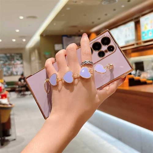 Applicable to Samsung Galaxy S25 Ultra mobile phone case, electroplating love mobile phone case, anti-fall simple protective cover-blue + love