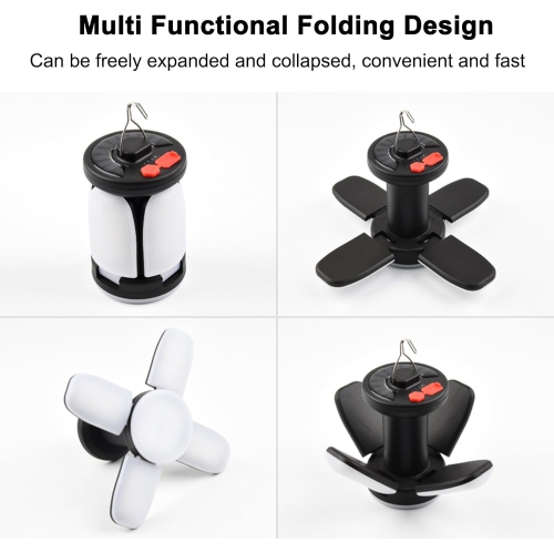 Solar Camping Light with USB Output Foldable Four-leaf Light Outdoor Tent Light with Hook Emergency Light