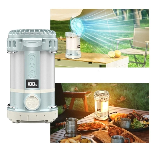 3-in-1 fan and lantern with LED light and waterproof design for camping trips