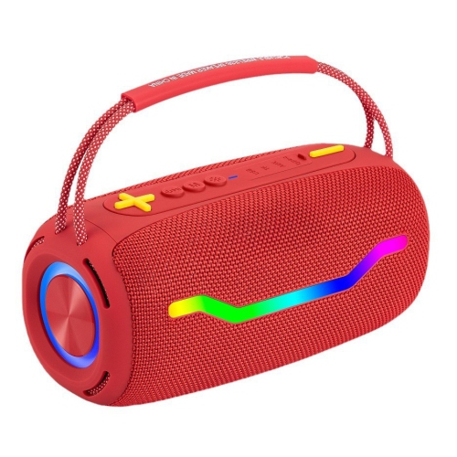 BOX520 portable wireless Bluetooth speaker, atmosphere light, subwoofer, home and outdoor dual-use, card support, desktop speaker, voice prompt - red