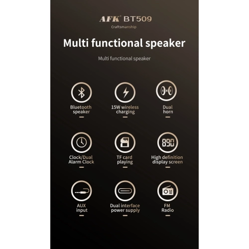 15W Fast Wireless Charger with Bluetooth Speaker and Alarm Clock Radio, 4 in 1 Wireless Charging Station Bluetooth 5.3 with FM Radio for Bedroom -