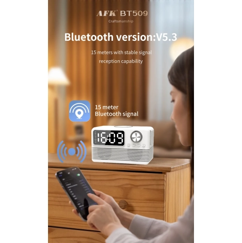 15W Fast Wireless Charger with Bluetooth Speaker and Alarm Clock Radio, 4 in 1 Wireless Charging Station Bluetooth 5.3 with FM Radio for Bedroom -
