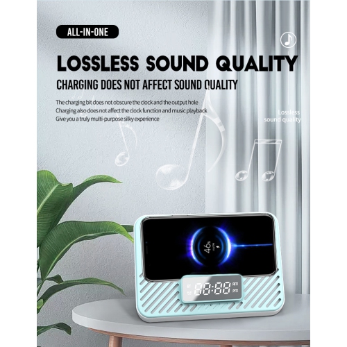 Bluetooth speaker 15W wireless charging clock LED alarm clock speaker wireless charging Bluetooth speaker smart portable mobile phone holder