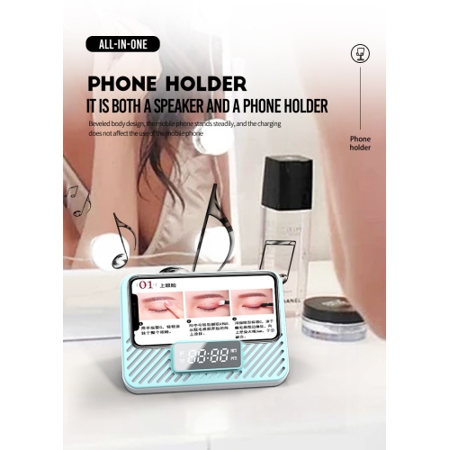 Bluetooth speaker 15W wireless charging clock LED alarm clock speaker wireless charging Bluetooth speaker smart portable mobile phone holder