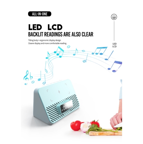 Bluetooth speaker 15W wireless charging clock LED alarm clock speaker wireless charging Bluetooth speaker smart portable mobile phone holder