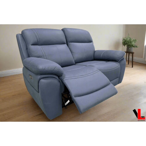Causeuse inclinable électrique à 2 places Regent de 62&nbsp;po Jaxxon Blue de Levoluxe avec appuie-tête électriques