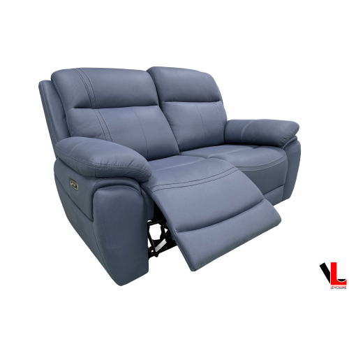 Causeuse inclinable électrique à 2 places Regent de 62&nbsp;po Jaxxon Blue de Levoluxe avec appuie-tête électriques