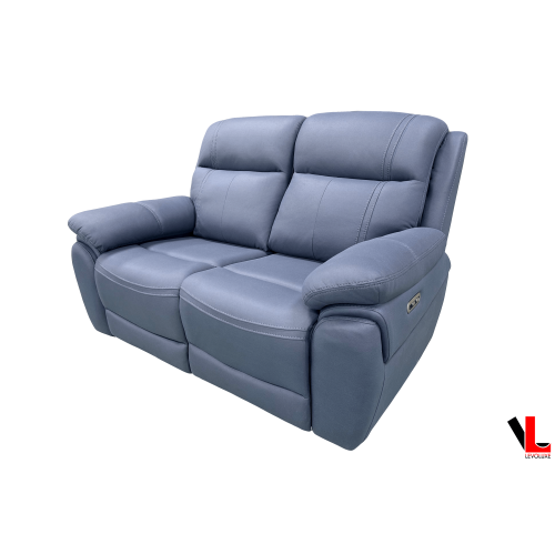 Causeuse inclinable électrique à 2 places Regent de 62&nbsp;po Jaxxon Blue de Levoluxe avec appuie-tête électriques