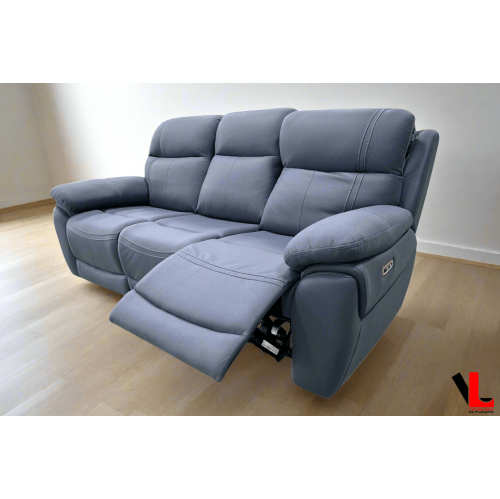 LEVOLUXE  Regent 83" Jaxxon Power Reclining 3 Seater Sofa With Power Headrests In Blue