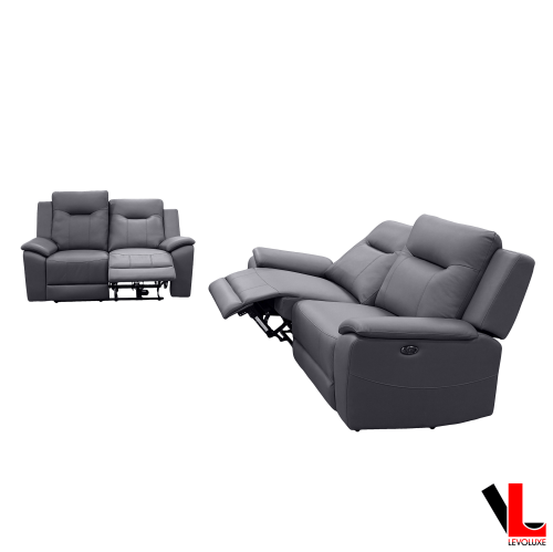 Levoluxe Avante 2 Piece Power Reclining Sofa and Loveseat in Jaxxon Steel