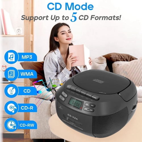 Multifunctional Bluetooth cassette radio, portable CD player, USB interface, recording function, A-B repeat, CD player, speaker, cassette, with AM/FM