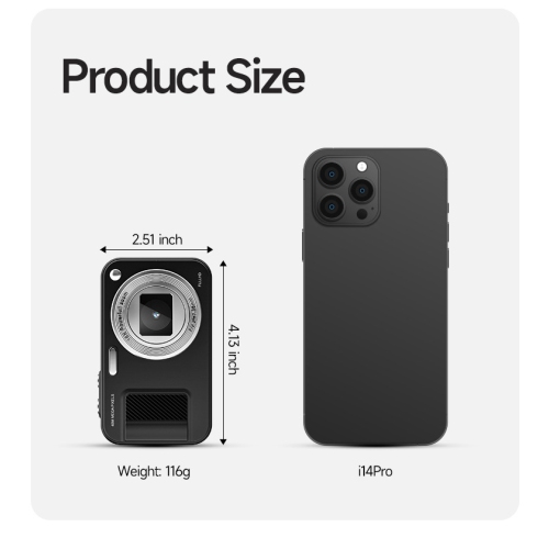 CCD digital camera HD portable ordinary digital camera home selfie camera travel portable screen 2.4 inches - black camera + data cable + lanyard +