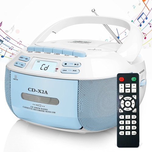Multifunctional Bluetooth cassette radio, portable CD player, USB interface, recording function, A-B repeat, CD player, speaker, cassette, with AM/FM