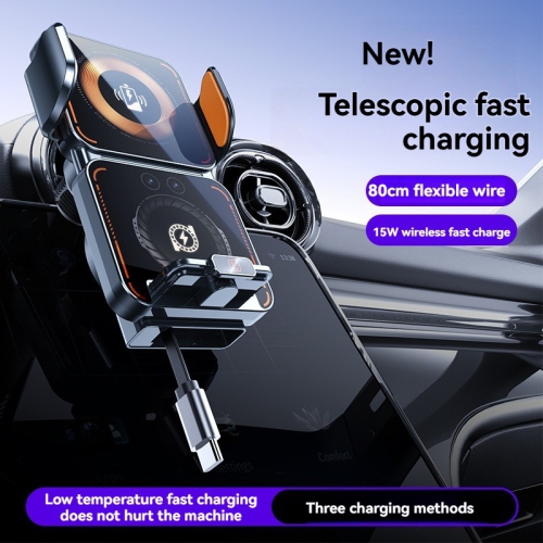 New Car Wireless Charger Super Fast Charging Mobile Phone Holder Navigation Car Special Air Outlet Holder - Electroplating Black [15W Wireless
