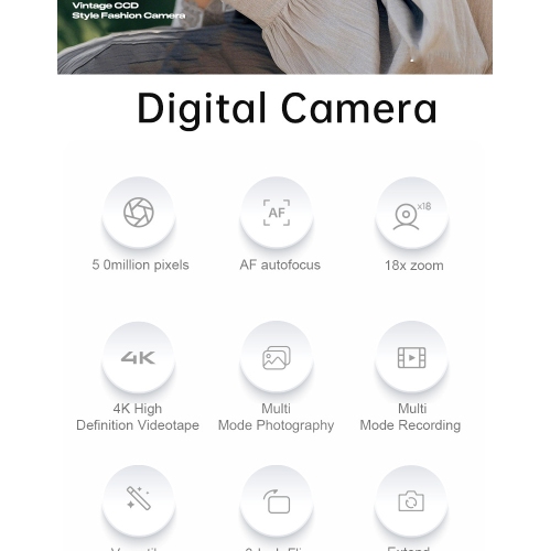 Digital camera CCD digital camera 2K digital camera 3-inch HD screen DX9 neutral home wide-angle, macro, rotating LCD screen, HD camera - white + 32G