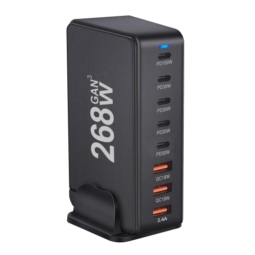 268W GaN Desktop Charger Multi-Port Desktop Charging Station Phone Tablet Charger 5C3A PD Fast Charging New Height, Single Port Support PD3.0 -