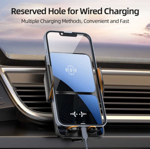 New Car Wireless Charger Super Fast Charging Mobile Phone Holder Navigation Car Special Air Outlet Holder - Silver Plating [15W Wireless Charging +