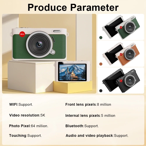 Hot-selling dual-camera touch screen DX8ccd digital camera student outdoor retro HD photo camera touch screen, wide angle, HD camera - yellow + 32G