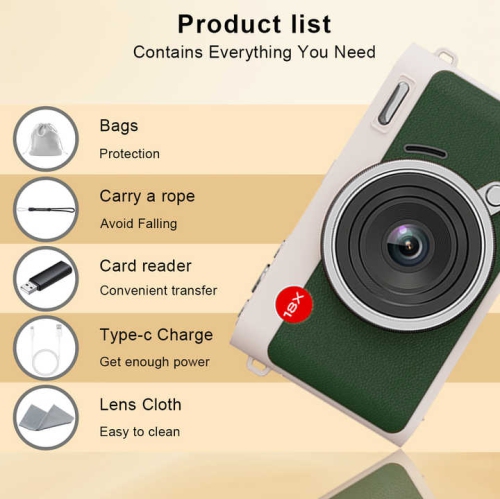 Hot-selling dual-camera touch screen DX8ccd digital camera student outdoor retro HD photo camera touch screen, wide angle, HD camera - black + 32G