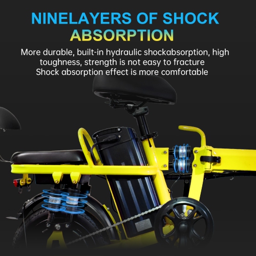 ZACHVO Foldable Electric Bicycle, 500W Peak Motor 45 Miles 80KM MAX Range, Upgraded E-bike with Front Basket, Phone Holder and Digital Display-Yellow