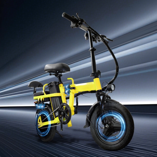 ZACHVO Foldable Electric Bicycle, 500W Peak Motor 45 Miles 80KM MAX Range, Upgraded E-bike with Front Basket, Phone Holder and Digital Display-Yellow