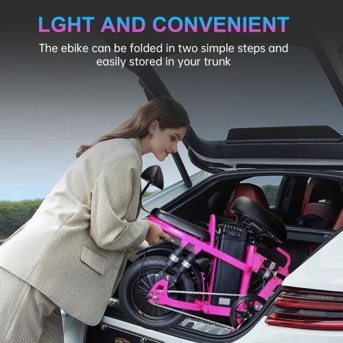 ZACHVO Foldable Electric Bicycle, 500W Peak Motor 45 Miles 80KM MAX Range, Upgraded E-bike with Front Basket, Phone Holder and Digital Display - Pink