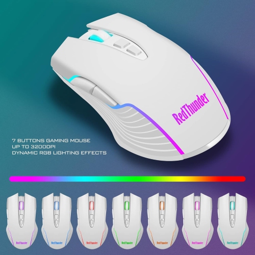 RedThunder K10 Wireless Gaming Keyboard and Mouse Combo, LED Backlit Rechargeable 3800mAh Battery, Mechanical Feel Anti-ghosting Keyboard