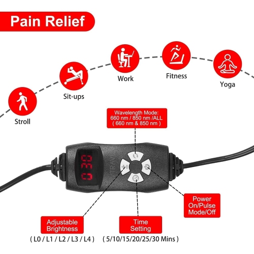 New 16'' X 7.9'' LED 660nm Red Light Therapy and 850nm Near Infrared Light Therapy Devices Large Pads Wearable Wrap for Pain