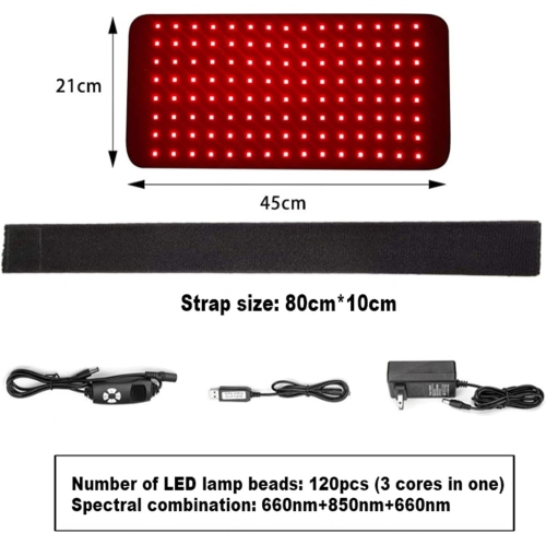 New 16'' X 7.9'' LED 660nm Red Light Therapy and 850nm Near Infrared Light Therapy Devices Large Pads Wearable Wrap for Pain