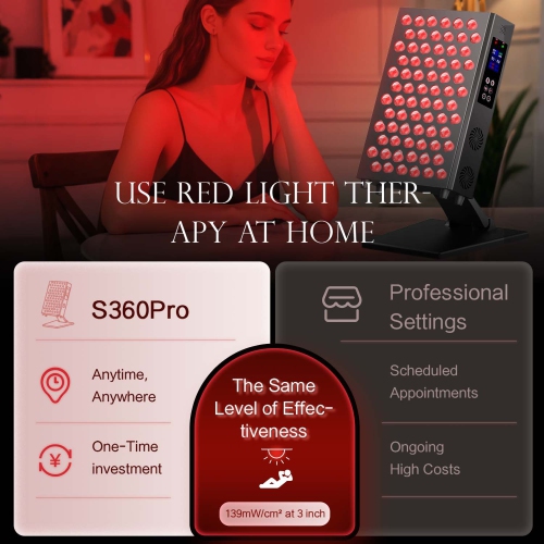 Red Light Therapy for Face and Body, Red Near Infrared Light with Timer and Stand, 72 LEDs for Energy, Pain, Skin