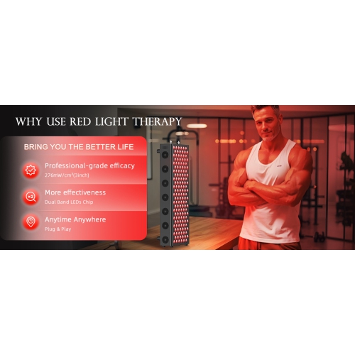 Red Light Therapy Panel for Muscle Recovery – 150 x 5W Dual-Chip LEDs, 660nm & 850nm, 183mW/cm² High Output, Adjustable Stand, Timer & Pulse Modes,