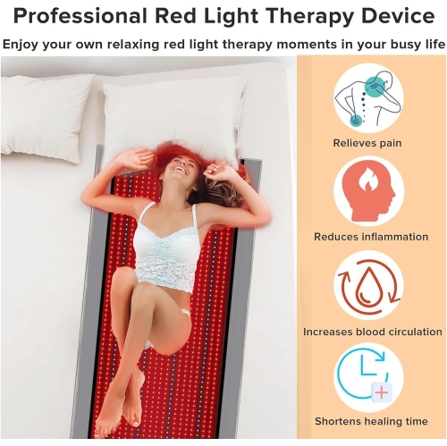 71" x 31" Red Light Therapy Blanket – 1370 LED Full-Body Mat with 660nm Near-Infrared, Multifunctional Controller & Timer, Accelerates Cell