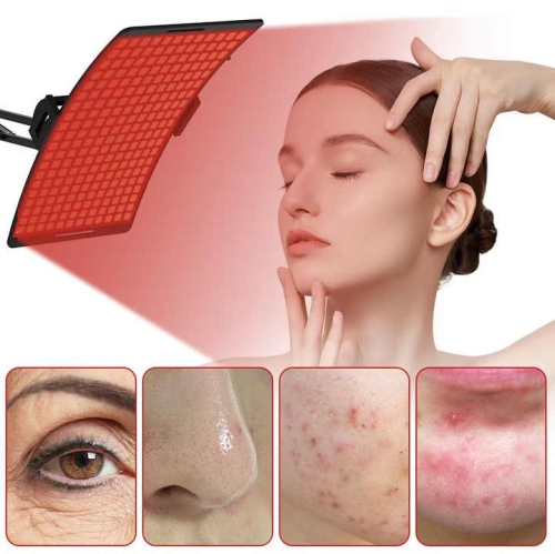 Red Light Therapy Panel for Face & Body – 256 LEDs, Adjustable Brightness & Timer, Full Body Infrared Therapy Lamp with Stand, Pain Relief & Skin