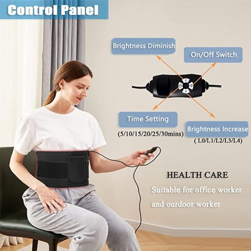 Infrared Red Light Therapy Belt Device for Body Pain Waist, Light Therapy Heated Belt with Timer, 660nm 850nm Red Infrared Light, 5 Gear Adjustable,