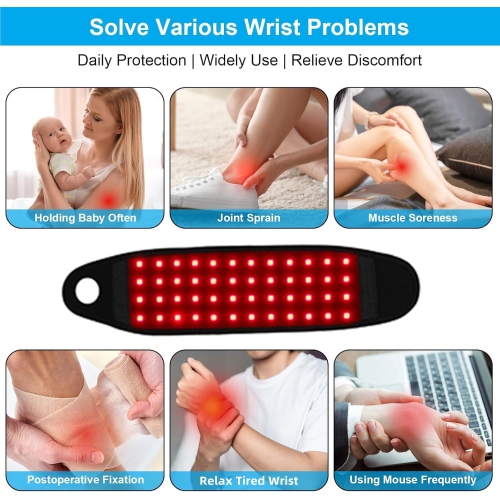 Red Light Therapy Hand Wrap, Near Infrared Light Therapy Belt Wearable Infrared Wrap Neck Face Chin Knee Ankle with 660nm 850nm Infrared Light for