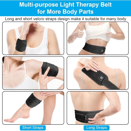 Red Light Therapy Hand Wrap, Near Infrared Light Therapy Belt Wearable Infrared Wrap Neck Face Chin Knee Ankle with 660nm 850nm Infrared Light for