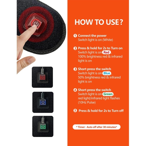 Red Light Therapy Hand Wrap, Near Infrared Light Therapy Belt Wearable Infrared Wrap Neck Face Chin Knee Ankle with 660nm 850nm Infrared Light for