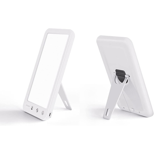 Portable 10,000 Lux UV-Free LED Light Therapy Lamp with Adjustable Brightness & Timer, 6500K Full Spectrum for SAD, Sleep, Shift Work, Compact with