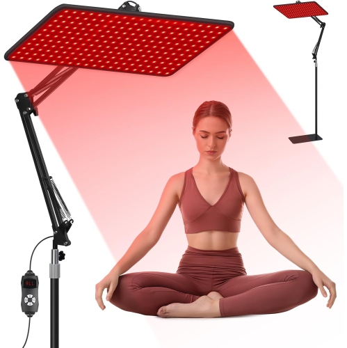 100W Full-Body Red Light Therapy Panel – 200 LEDs with Adjustable Stand & Timer – Infrared Lamp for Skin Rejuvenation, Pain Relief & Healing – Home