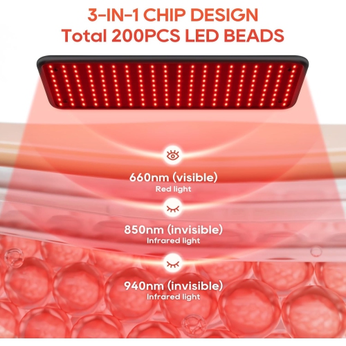 100W Full-Body Red Light Therapy Panel – 200 LEDs with Adjustable Stand & Timer – Infrared Lamp for Skin Rejuvenation, Pain Relief & Healing – Home
