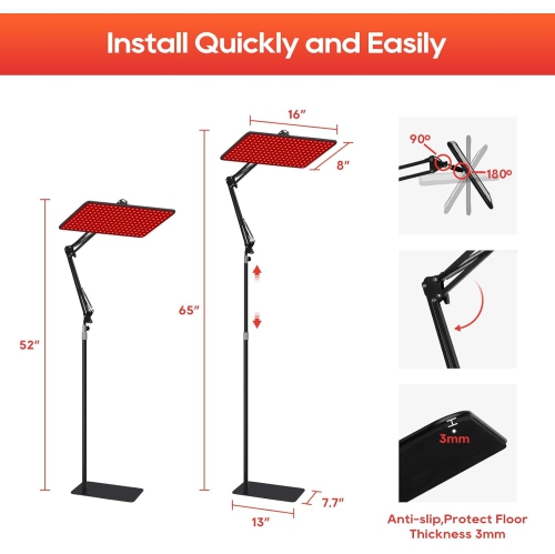100W Full-Body Red Light Therapy Panel – 200 LEDs with Adjustable Stand & Timer – Infrared Lamp for Skin Rejuvenation, Pain Relief & Healing – Home