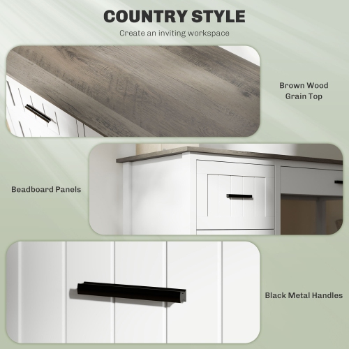 HOMCOM 47.2" Computer Desk with File Drawer, Farmhouse Home Office Desk with 3 Drawer and Wood Grain Top, Compact Study Writing Table for Small