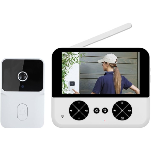 Wireless Video Doorbell Camera – 4.3" IPS HD Screen, Night Vision, Two-Way Audio, Auto Photo/Video Recording, No Subscription, Rechargeable, No-Drill