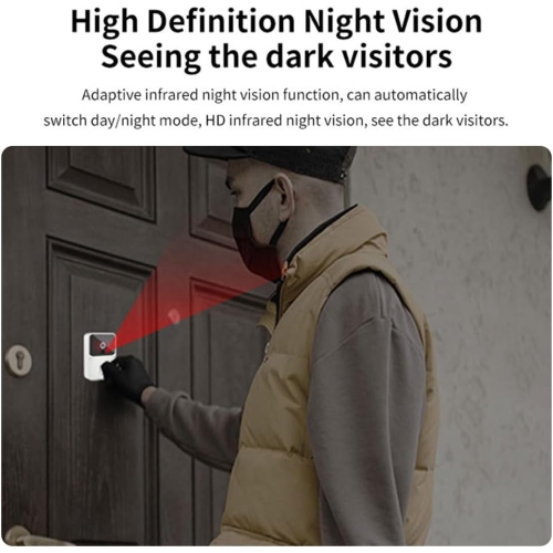 Wireless Video Doorbell Camera – 4.3" IPS HD Screen, Night Vision, Two-Way Audio, Auto Photo/Video Recording, No Subscription, Rechargeable, No-Drill