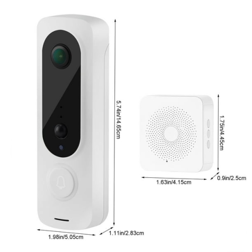 1080P HD Wireless Video Doorbell with 85° Wide-Angle, Infrared Night Vision, Two-Way Audio with Noise Cancellation, 2.4 GHz Wi-Fi, Rechargeable