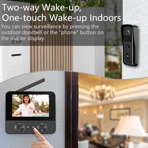 Wireless Doorbell with Smart Outdoor Camera Doorbell with 4.3" 1080P Screen, Two-Way Video Intercom, PIR Motion Detection, No WiFi and App Required