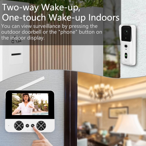Wireless Doorbell with Smart Outdoor Camera Doorbell with 4.3" 1080P Screen, Two-Way Video Intercom, PIR Motion Detection, No WiFi and App Required