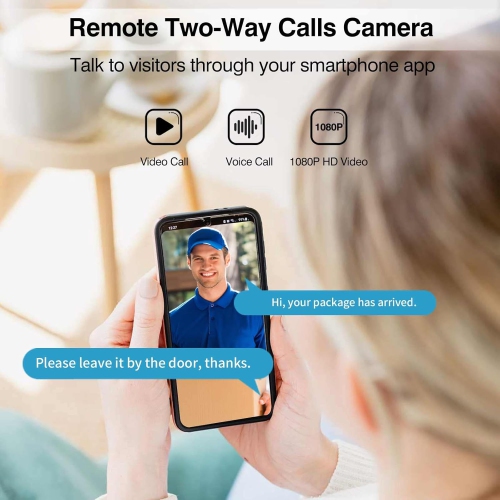 Wireless Doorbell with Doorbell Camera, 1080P HD Smart Video Doorbell with Two-Way Calls Camera, Free Cloud Storage, Infra-red Night Vision,